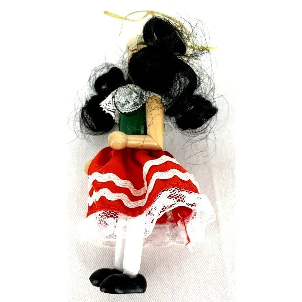 Kurt Adler Spanish Mexican Girl Christmas Ornament Wood Hand Crafted 4.75
